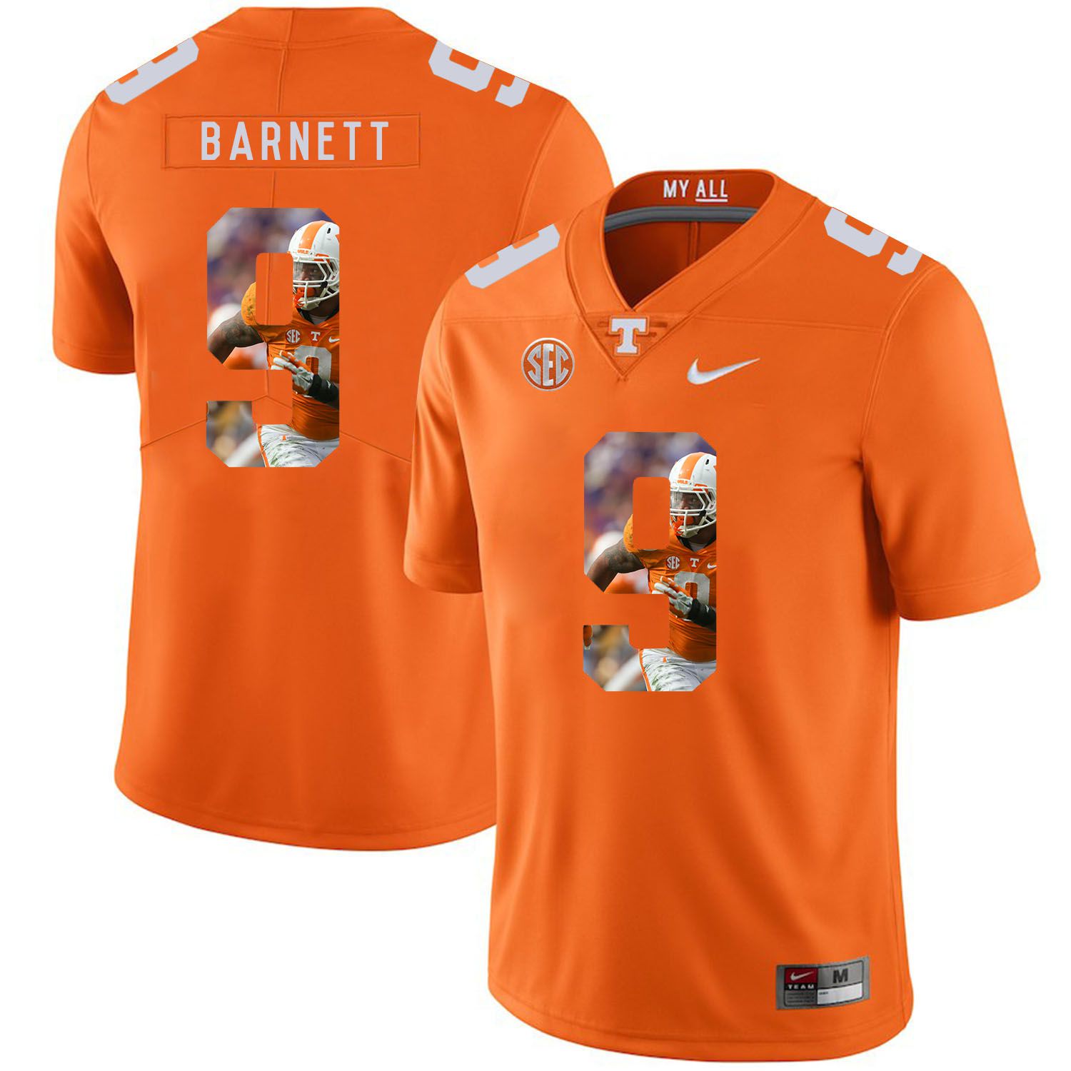 Men Tennessee Volunteers 9 Barnett Orange Fashion Edition Customized NCAA Jerseys